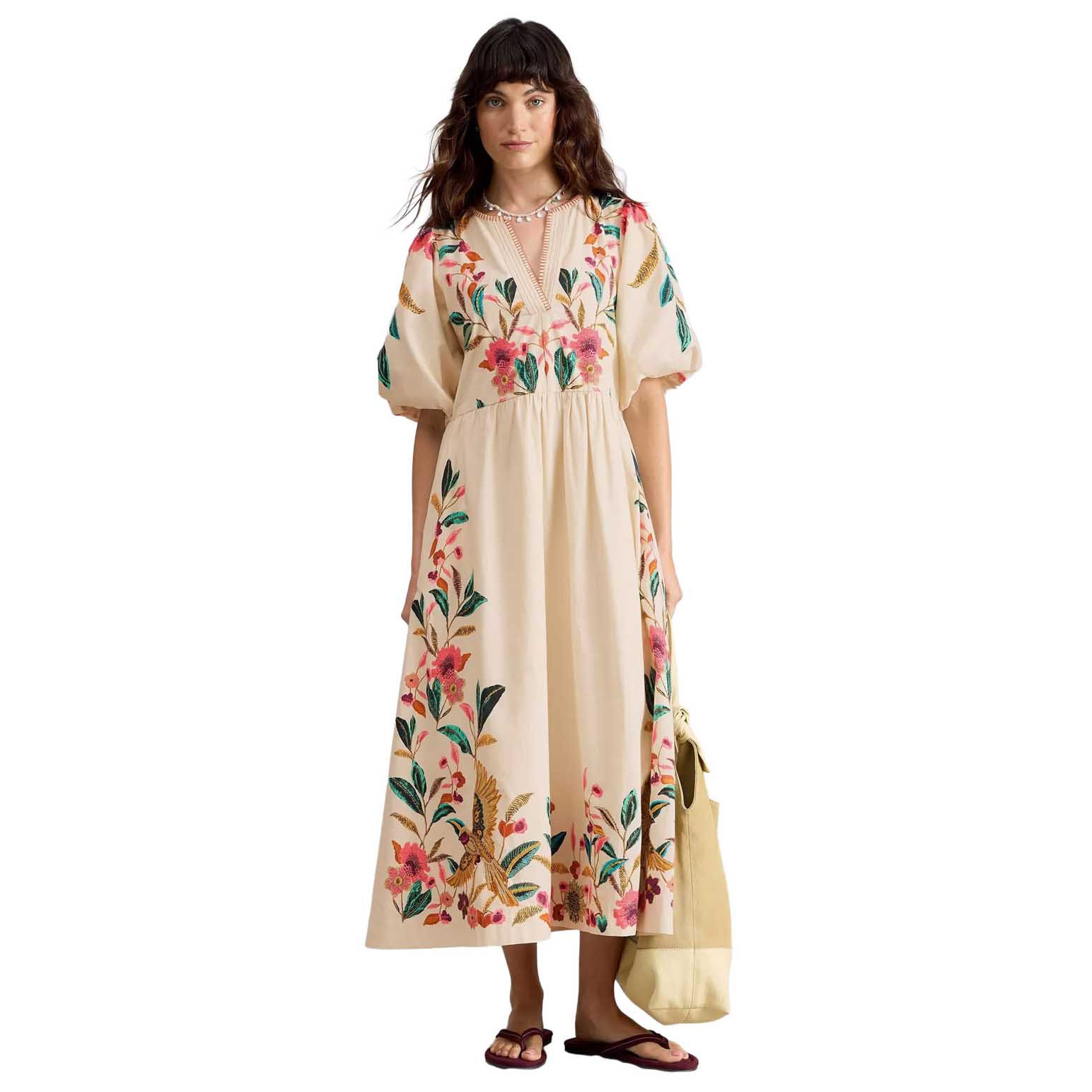White Stuff Maeve Embroidered Midi Dress